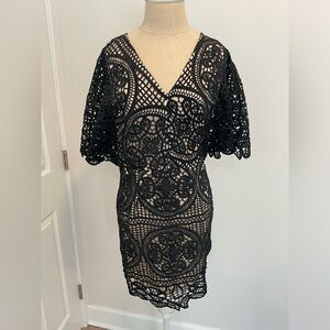 Black and Nude Lace Dress